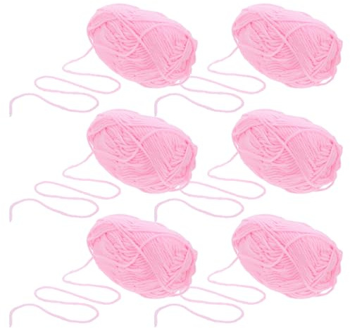Weiches Milchbaumwollgarn zum Häkeln, 5-fädig, 6 Stück | Rosa, Atmungsaktiv und Hautfreundlich, für Amigurumi, Schals, Ganzjähriges Basteln, Anfänger
