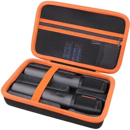 co2CREA Hard Travel Case for JBL PartyBox Wireless Mic 2X Microphones | Hard Shell Shockproof Portable EVA Carry Case Compatible with JBL 2 Digital Microphone System Storage Bag