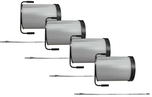 vhbw 4x Feinstaub-Filterpatrone Ersatz für Bernardo FP1 für Absauganlage für Holzbearbeitungsmaschine - Mit Reinigungsbürste