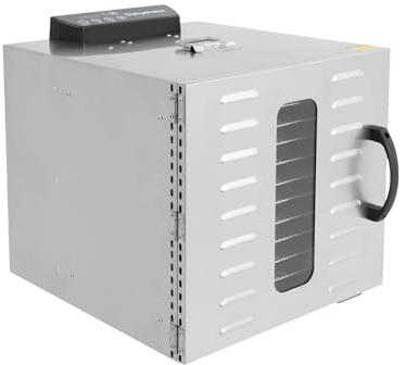 Dörrautomat Edelstahl mit 12 Edelstahlgitter, 1000W Lebensmitteltrocknungsmaschine, Obsttrocknungsmaschine, Dörrgerät für Fleisch, Obst, Gemüse