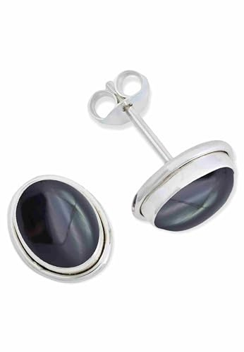 mantraroma Onyx Ohrstecker 925 Silber Damen groß