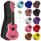Mad About SU8-PK Ukulele soprano in rosa con custodia morbida, plettro e corde di ricambio, Ora dotato di corde in carbonio nere che offrono un suono più brillante