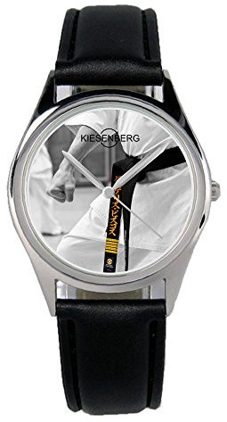 KIESENBERG Armbanduhr Karate Geschenk Artikel Idee Fan Damen Herren Unisex Analog Quartz Lederarmband Uhr 36mm Durchmesser B-2002