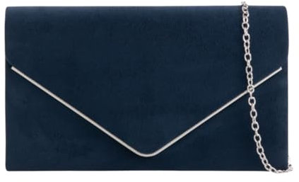 LeahWard Women's Clutch Bag Wedding Evening Handbags Suede Night Out Purse 1616 (Navy)