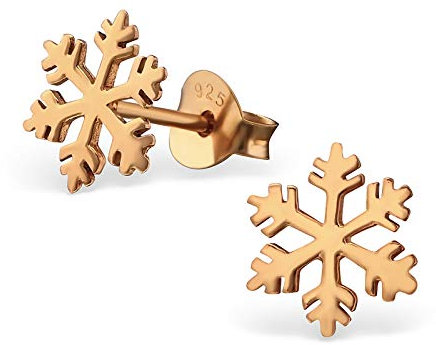 Monkimau Mädchen Ohrringe Schneeflocke Ohrstecker aus 925 Sterling Silver echt Silber mit rose Gold plattiert