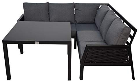 Jet-Line Garten Möbel Alu Lounge Ariana aus Aluminium Anthrazit Gartenset Ecksofa mit Tisch für Garten und Terrasse