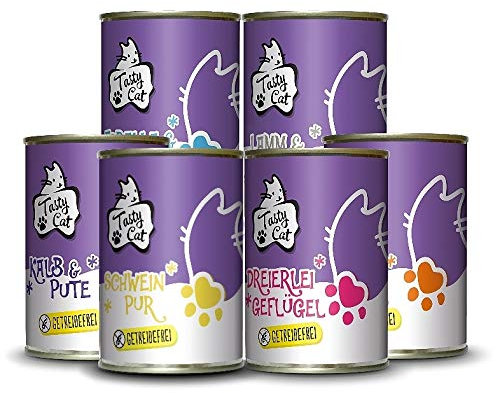 Tasty Cat Nassfutter für Katzen Probierpakerl 6 x 400g. | getreidefrei | zuckerfrei
