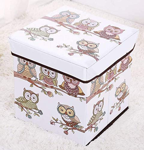 RHP Sitzhocker mit Stauraum hocker Sitzwürfel - Sitzbox Faltbarer Würfel mit Aufbewahrung braun 30 x 30 x 30cm (Eule)