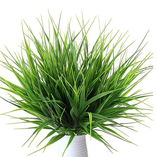 Mu Mianhua 10pcs Bouquets Artificial Plastic Plants Fake Wheat Grass Greenery Artificial Plastic Shrubs for Outdoors Home Table Kitchen Office Wedding Garden Verandah Decorations
