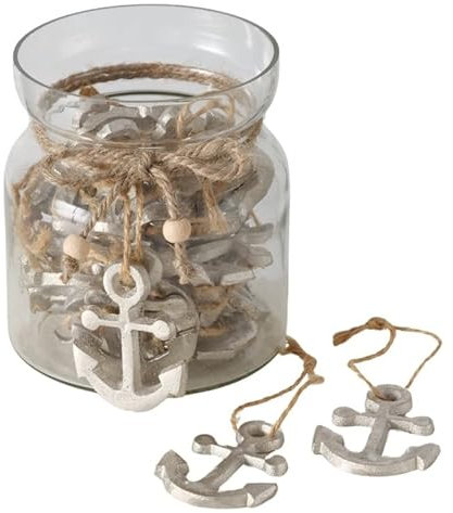 RiloStore Metall Anker 6 Stück Aluminium Silber Farben 6cm Maritime Dekoration b570 Hänger Dekoobjekt Geschenke Hochzeit Strandhochzeit maritim Anhänger Metallanker