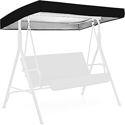 Swing Top Cover Canopy Waterproof Garden Replacement Canopy for Swing Seat 3 Seater, Patio Hammock Swing Chair Top Cover for Garden Outdoor Patio - UV Protection 191 x 120cm/ 75x47'' (Black)