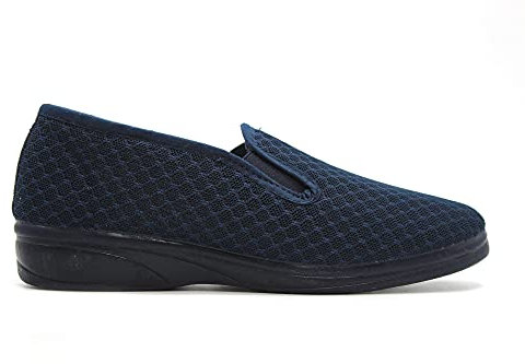 ALCALDE - 600- Zapatillas de IR por casa, talón Cubierto, cuña, Antideslizante, elásticos, Rejilla, Cerrada, para: Mujer Color: Marino Talla:38