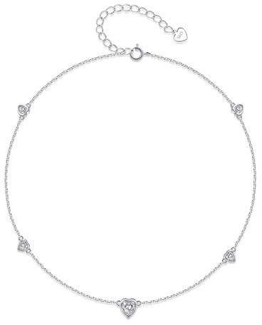 Step Forward Sterling Silber Herz Geburtsstein Fußklets: Konstellation Monat Geburtstagsgeschenk Schmuck für Frauen oder Jugendliche Mädchen oder Tochter