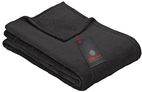 IBENA Olbia Kuscheldecke, 150 x 200 cm, Schwarze Decke, Sofaüberwurf aus Mikrofaser, flauschig