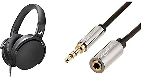 Sennheiser HD 400S Over-Ear-Kopfhörer mit Smart Remote ̶̶ schwarz & Amazon Basics - Stereo-Audio-Verlängerungskabel für Männer/Frauen, 3,5 mm, 3,66 m