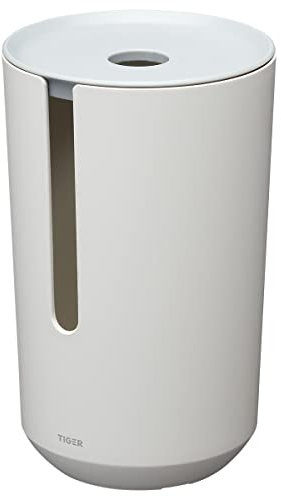 Tiger Tess Reserverollenhalter, Behälter mit Deckel zur Aufbewahrung von Toilettenpapier, Kunststoff, Weiß / Hellgrau