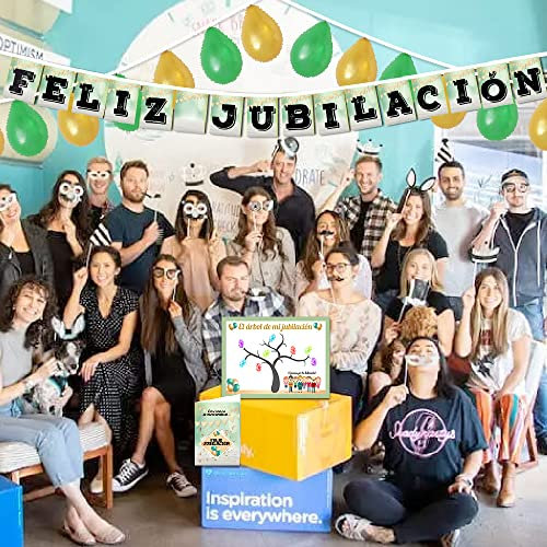 Jubilación tarjeta y decoración fiesta despedida español super pack con arbol de recuerdo