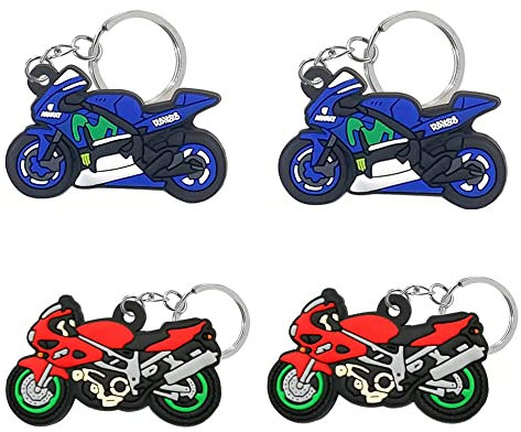 4 pièces Porte-Clés Moto Mignon Porte-Clés pour Clés de Voiture, Sac, Sac à Dos, Téléphone Portable Cadeau pour Enfants