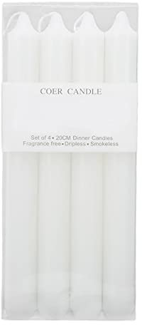 Tiiyee Candele Lunghe, Candela Bianca Per Rituali Steariche Bianche Lunghe Candelabro Matrimonio Stelo Coniche Con Punte Affusolate Casa Decorazione D'Interni Cera Vegana Naturale Candeliere 4 Pezzi