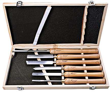 Jieotwice 6pcs HSS Wood Turning Tools, Roughing Chuck Bowl Gouging Tool Cutting Tool Tilt Scraper Chisel for Woodworking Lathe