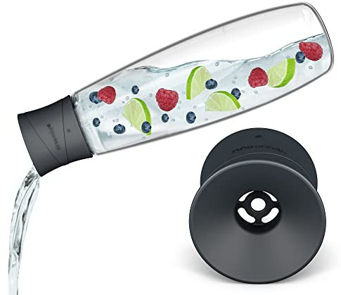 streamlid® Couvercle de carafe compatible avec les bouteilles en verre SodaStream Duo | Couvercle à fruits | Accessoires | Les morceaux de fruits sont conservés