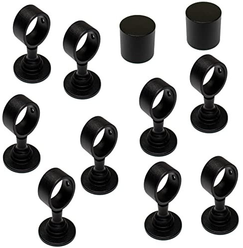 2 Endkappen und 9 Seilträger schwarz matt für 40mm Handlaufseil