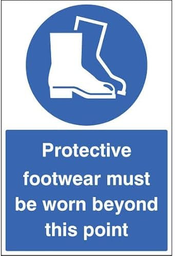 Protective Footwear Must Be Worn - Portrait - safety sign self adhesive vinyl weather proof label sticker - 15cm x 20cm - (MPN-230084)