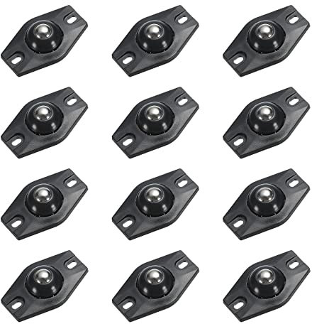 sourcing map Kleber Mini Laufräder (Schwarz - 12Stk) Schwenkbare Universalrolle 360 Grad Drehung Kleberolle für Behälter Lagerboxen Möbel Mülleimer