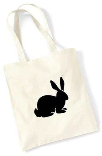 Huuraa Tasche Hase Kaninchen Silhouette Geschenk 10 Liter Natural Baumwolle Hase Kaninchen Accessoire