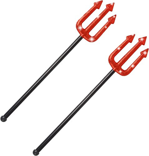 DERAYEE 2pcs Fourche de Diable,Devil Fork Sparkling Rouge Trident Arme Horreur Accessoire pour la Fête d'Halloween