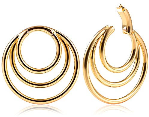 Vankula Ohr Gewichte Flesh Tunnel Weights Hangers 3 Ringe für männer damen Ohrpiercing Gestreckte Schmuck 5mm Gold 1