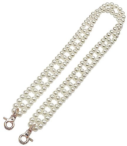WANYIG Handykette Perlen zum Umhängen Taschenkette Perlen Trageriemen für Umhängetasche Tasche Kette Crossbody Doppelte Reihe Schulterriemen Schultergurt Ersatz Accessoire Charme (60CM, A)