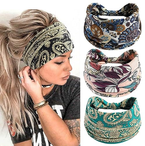 scicent Haarschmuck Stirnband Damen Breite Elastische Weiche Boho Haarbänder Leopard Print Yoga Sport Haarband Mehrfarbig, 14336