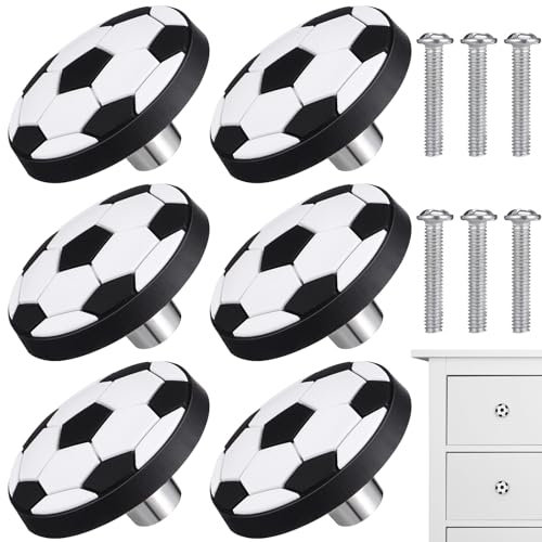 OSALADI 6pcs Football Knobs for Dresser, Football Door Handles, Kitchen Cupboards Door Drawers Wardrobe Pulls Handles with Screws for Home Kitchen Office