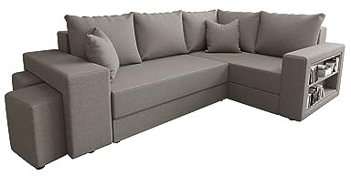 ALTDECOR Ecksofa in U-Form mit Schlaffunktion und Bettkasten Corner Sofa Bett Eckcouch Couch L-Form Schlafcouch Ausziehbar Wohnlandschaft Schlafsofa Cauchsofa DALS - 244x180x90cm Hellgrau