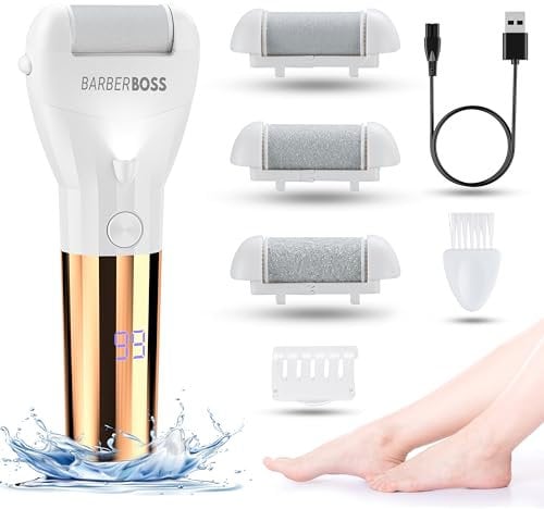 BarberBoss Électrique Lime à Pied pour Enlever la Peau Dure, Dissolvant de Callosités de Qualité Supérieure pour les Pieds, Ensemble de Pédicure pour les Pieds QR-5082