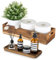 Hanobe Decorative Tray Wooden Bathroom: Set of 2 Wood Bathroom Storage Box with Vanity Display Tray Platter for Kitchen Counter