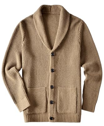 ZHILI Cardigan di Spessore Slim Fit Casual del Collo di Scialle degli Uomini