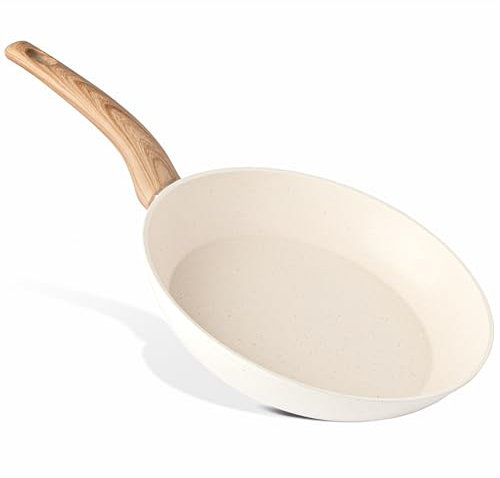 nuovva Non Stick Frying Pan - Induction Fryingpan nonstick - Kitchen Chefs Pan Cookware - Cream Granite, 26cm