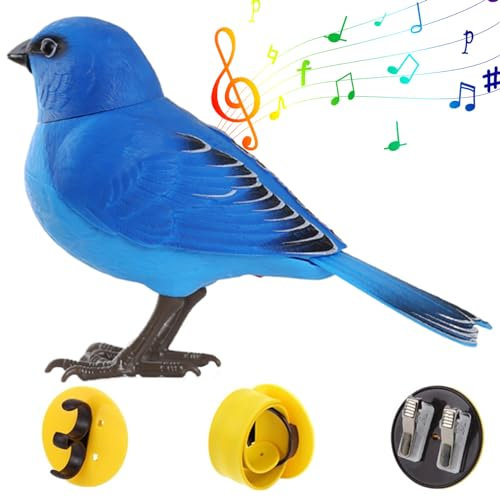 Faux Oiseaux Sound Et Mouvement Activé des Oiseaux en Chant avec Une Souris Mobile Et Une Batterie à TêTe De La TêTe Jouet Oiseau pour Enfants DéCor De Jardin pour Enfants, Pas De Batterie