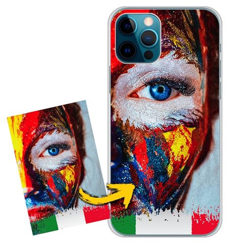 FarmyGadget Cover Personalizzata per Apple iPhone 12/12 Pro, TPU Trasparente Morbida, Custodia Personalizzabile con Foto, Immagine, Testo, Loghi