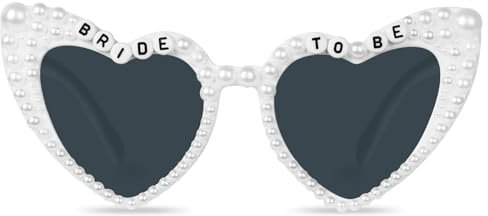 Ainiv Heart Shaped Pearl Sunglasses for Women, Vintage Love Heart Sunglasses, Bride to Be Party Gift Supplies, UV400 Protection Cat Eye Fashion Eyeglasses for Women Travel Photoshoot Summer Party