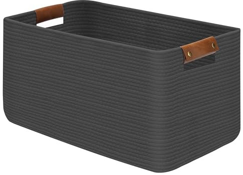 Goodheim Großer faltbarer Wäschekorb, Wäschekorb für Decke, Spielzeug, Handtücher, gewebte Körbe zur Aufbewahrung, Kinderzimmer, Heimdekoration, Wohnzimmer, 55 x 38 x 30 cm, Grau