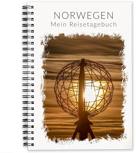 Tagebuch Norwegen Reisetagebuch zum Ausfüllen | abwechslungsreiches Reisebuch mit Zitaten Fotos skizzierter Karte uvm. | Für 3 Wochen | Geschenk für die Reise | Ringbuch A5 | Motiv: Nordkap | Calmondo