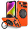 Kainevy for iPhone 14 Case with Metal Stand Ring for MagSafe Silicone&PC Shockproof Cover for Apple iPhone 14 Phone Case Heavy Duty Magnetic Military Grade Hard Rugged Case (Orange)