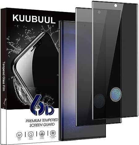 KUUBUUL Verre Trempé Anti-Espion pour Samsung S23 Ultra, [2 Pièces] Protection Écran pour Samsung Galaxy S23 Ultra [Empreinte Digitale Reconnaissable][9H Dureté] [Sans Bulles] [Anti-rayures]