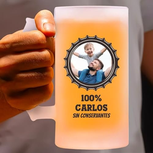 Transparent Gift Jarra de Cerveza Personalizada con Foto y Texto 100%. Jarras de Cerveza Personalizadas. Regalos Originales para Hombres. Regalos Novios, Padres y Padrinos. Regalos Día del Padre