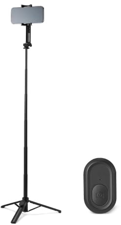 Amazon Basics Selfie Stick for Phone 91cm/36inch, Portable and Extendable Tripod, with Wireless Remote Control, Black