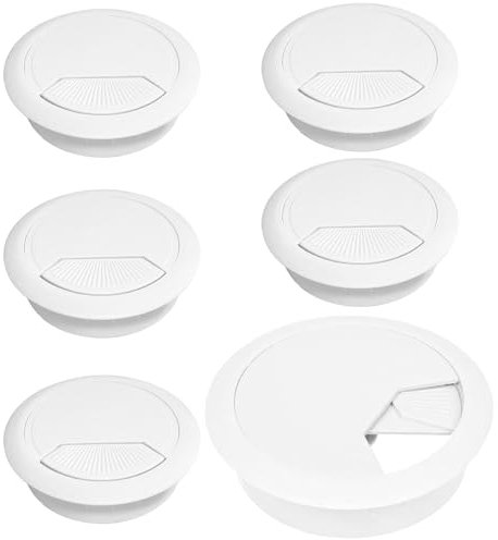Tapa Pasacables de Escritorio 60mm, 6 Piezas Pasacables Blanco Redondo Cubierta, Tapa Pasacables Encastrable, para Mesa Oficina Escritorio Computadora Gestión de USB Alambre Cable