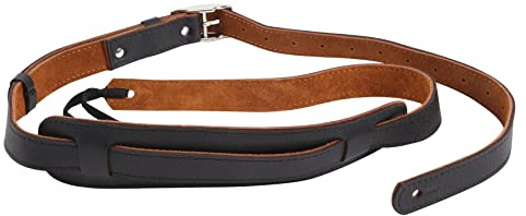 Bortivier Leather and Metal Buckle Electric Guitar Strap Belt Shoulder Pad Adjustable Vintage Guitar Straps-Black Color